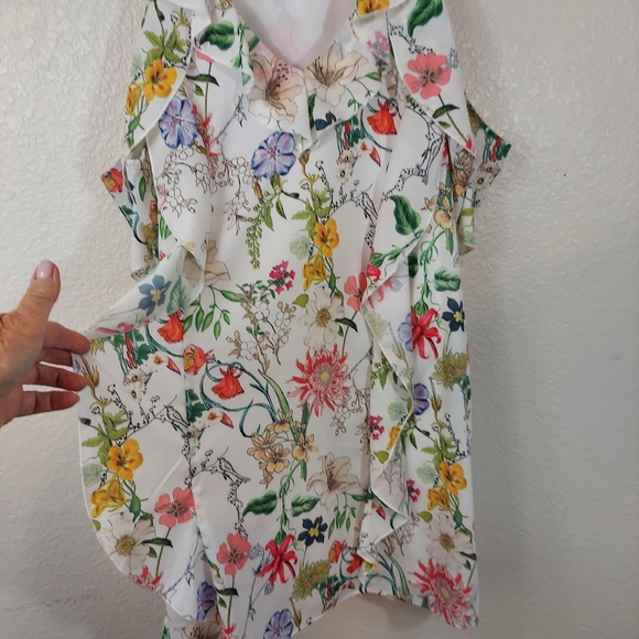 NWOT Parker New York Sangria Cold Shoulder Floral Ruffle Dress  S - Picture 15 of 16
